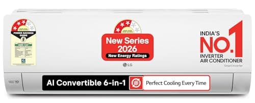 LG 1.5 Ton 3 Star, New star rated, Smart Inverter Split AC (Copper, AI Convertible 6-in-1, Faster Cooling & Energy Saving, Diet Mode+, HD Filter with Anti-Virus Protection,Him Clean, AS-Q18JNXE,White)