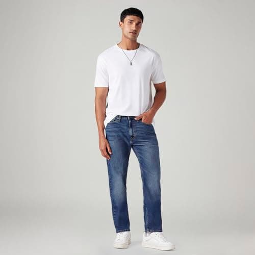 Men's 505 Blue Straight Fit Mid Rise Jeans 5