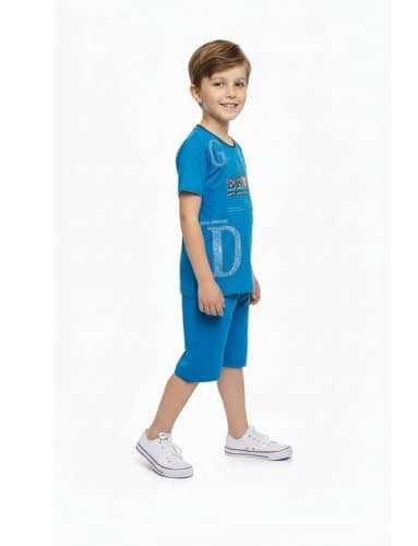 Boys’ Cotton T-Shirt & Shorts Set (Royal Blue, 7-8 Years) 4