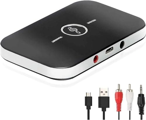 MICROWARE Bluetooth Transmitter Receiver, 2-in-1 Wireless Bluetooth Audio Adapter, 3.5mm AUX RCA Adapter, RCA Bluetooth Transmitter Receive for TV/Car/PC/Headphones Home Stereo System