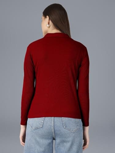 Plus Size Full Sleeve Polo Collar Tshirt for Women 2