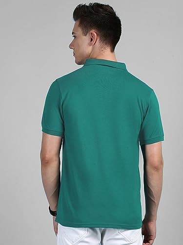 Lux Cozi Pack of 2 Emerald and Sea Green Regular fit Half Sleeves Polo Neck T-Shirt for Men |Polo Casual Tshirt for Men | 100% Combed Cotton - Colour Fresh, Quick Dry, Ultra Soft (Size : Large) 4