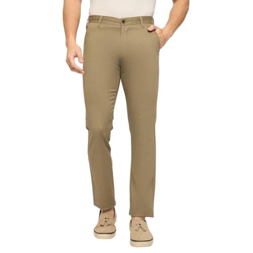 Duke Stardust Men Flatfront Narrowfit Chinos Trousers (SDT4570_L.Khaki_36)