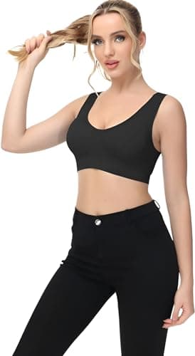 Womens Sports Bra Seamless Support Yoga Gym Stretch Activewear Workout Fitness Black 3