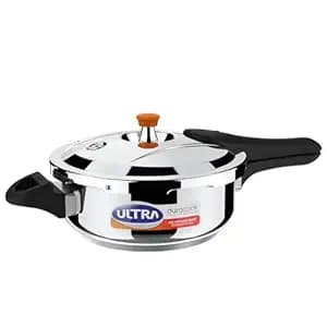 Ultra Duracook Pressure Cooker 3.5 Litre | AISI 304 Food Grade Stainless Steel Cooker with 10 Years Warranty | High-Impact Composite Base | Bakelite Handles | Spillage Control | Induction Compatible