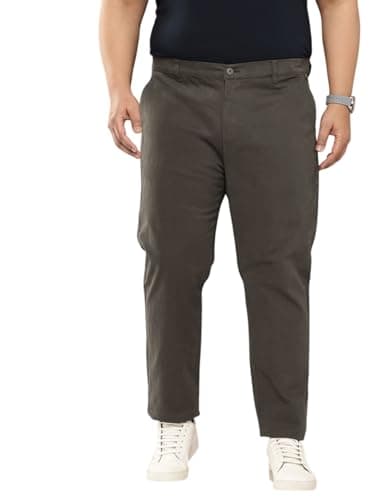 Thomas Scott Men Plus Size Pure Cotton Chinos Trousers(TSB095A_Olive_42)