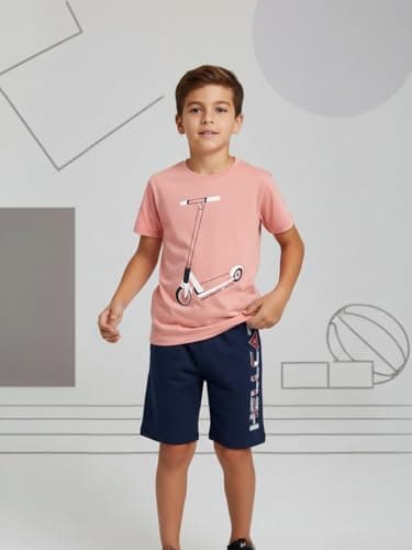 HELLCAT Boys Printed Round Neck T-Shirt with Shorts Set | Multicolor | Pack of 3_Pink_9-10Years 2