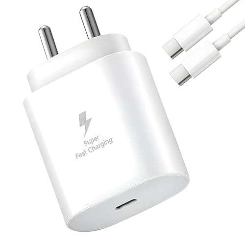 25W Charger with Cable for Samsung Galaxy F23 5G Type C Charger Adapter Compatible with Galaxy F23 Charger, 25 Watt USB Type C to C Pd Charging Adapter C Type, White