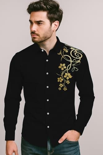 Zartha Men's Cotton Regular fit Full Sleeve Solid Casual Shirt, Black, 38, Pack of 1 3