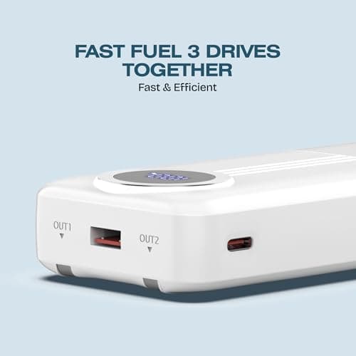 BonKaso 20000mAh Power Bank 22.5W PD Fast Charging with Built-in Type-C Cable, USB-A & Type-C Output, Digital LED Display, Slim Portable Charger for iPhone, Android, Tablets – White 5