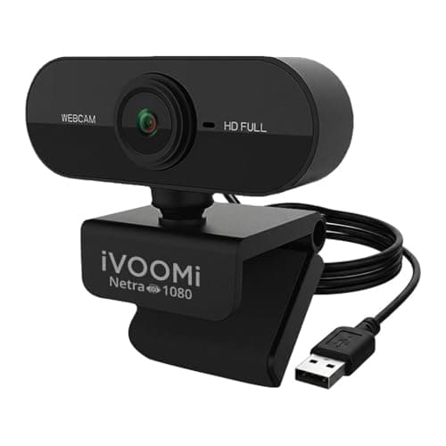 iVOOMi Full HD 1080P 30 FPS Webcam for PC, Auto-Light Balance, 5P FHD Lense, 2.0MP CMOS Sensor, Meetings and Streaming, Auto-Exposure, Built-in Mic for Microsoft Teams, Google Meet, Zoom and More