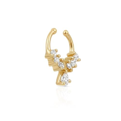 TOUCH925 Pure 925 Silver Teardrop Charm Septum Nose Ring for Women 2