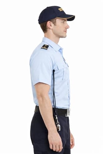 Security Guard Uniform Shirt for Men, Light Blue Short Sleeve with Security Patches and Epaulettes (in, Alpha, L, Regular) 4