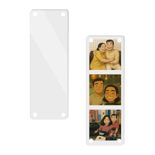 poppotato Acrylic Magnetic Picture Photo Frames | Vertical Strip for 3 Photos, Slim 6.5x2 inch | Photo Booth Frame | Personaliseable Gift - Pack of 2 Set