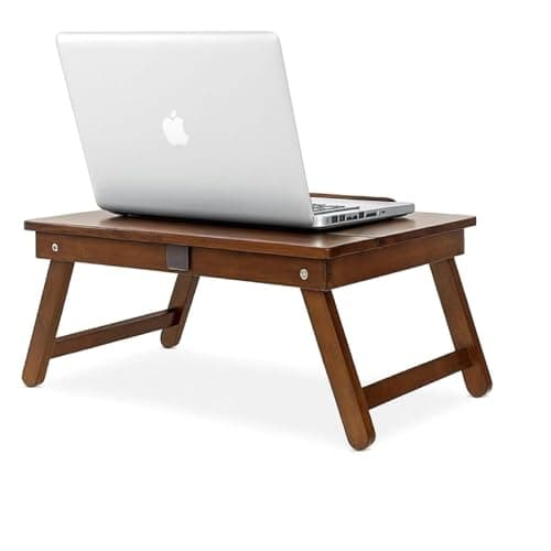 Intrahuas Wood Extra Large Multi Tasking Height Adjustable Foldable Portable Laptop Table, Activity Table/Study Table/Writing Study On Bed Table for Home(Walnut)