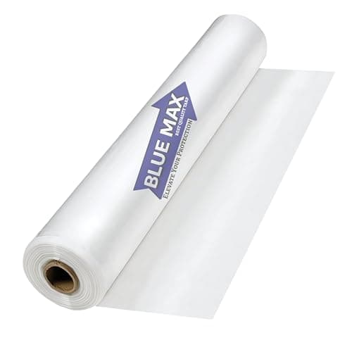 BLUE MAX LD Plastic Dust Cover Roll Sheet 44 Inch x 30 Meter | Transparent Polyethylene Sheeting Roll | Waterproof Dustproof Protective Cover | Furniture, Packing, Painting, Renovation Use