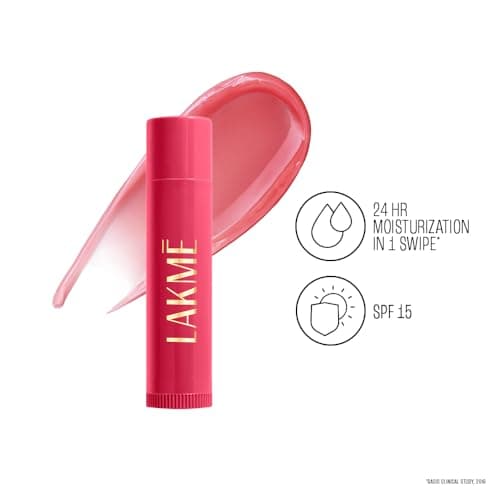 Lakme Lip Love Care Stick Cherry, with 10% Vitamin E Complex, nourished with Shea & Cocoa Butter and enriched with Almond & Jojoba Oil for 24hr moisturization in just 1 swipe, with SPF 15, 4.5g 3