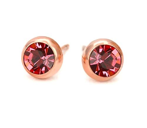 Nilu's Collection Daily Use, Light Weight Cubic Zircon Stud Earrings| Perfect for baby girls, office goers (Pink: Rose Gold)