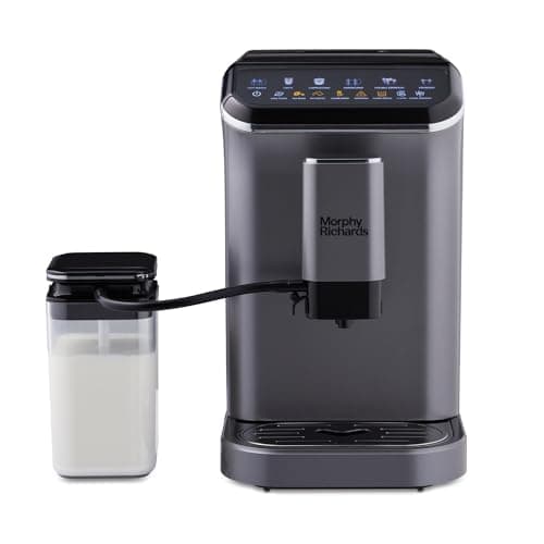 Morphy Richards Café Artisan Fully Automatic Coffee Machine|Grind To Brew|20 Bar Pressure|7-in-1 Coffee Maker Including Espresso,Cappuccino & Latte|Touch Display|2-Yr Warranty|Titanium
