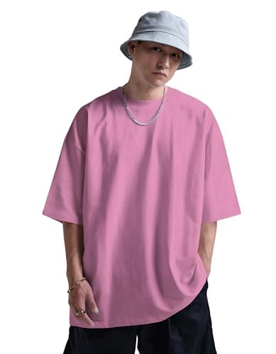 BEWARE COTTON Men's Solid 100% Cotton T-Shirt - Oversized, Round Neck, Half Sleeves (in, Numeric, 42, Regular, Onion) 2