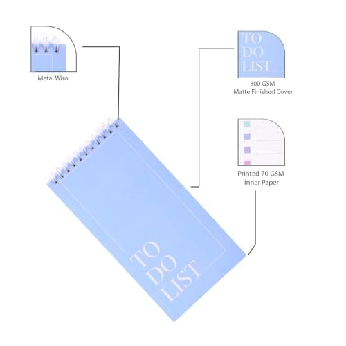 Papboo Easy to Carry To-Do List, Planner, Check list With 80 Printed Sheets Matte Finished Cover (Sky Blue) 3