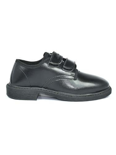 AJANTA School Shoes for Boys | Lightweight& Comfortable | Slip-on Uniform Dress Shoes with Velcro Closure for Quick Wear| Memory Foam Insole & Heel Pad | Anti Skid Outsole Black 3