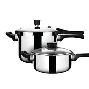 Stahl Xpress Triply 3 Liters Broad & 5 Liters Tall Pressure Cooker Combo | Stainless Steel Outer Lid Induction and Gas Stove Compatible | 5 Years Warranty