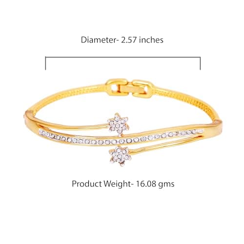 Estele 24 Kt Plated Classic Seven Stone Twin Cuff Bracelet for Women (Gold and Silver) 4