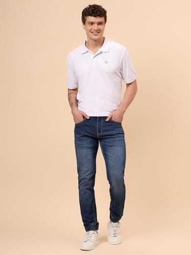 Cantabil Men Blue Denim Solid Full Length Regular Fit Jogger (MJOG00011_HILLIUM_36) 5