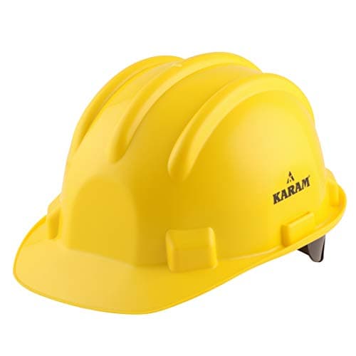 KARAM PN521 Safety Helmet for Men Construction Helmet | Ratchet Type Adjustment with Adjustable Chin Strap | Work Helmet with Side Slot for Attachment | is:2925:1984 Certified | Yellow