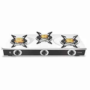 Vidiem Gas Stove S3 213 A SLEEK (Black) | Stainless Steel 3 Burner Gas Stove | Manual Ignition | Safety, Reliability, High Efficiency | ISI Certified | 5-Year Warranty