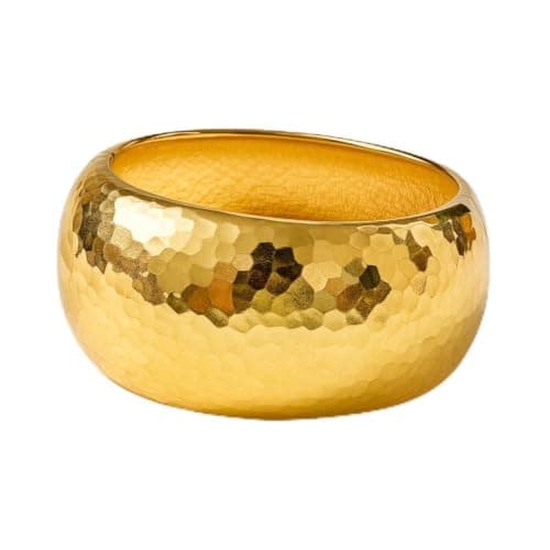 House of Sonam Gold Plated Hammered Dome Bangle Bracelet for Women | Premium Statement Bracelet | Contemporary Fashion Jewellery | Elegant Gift for Women