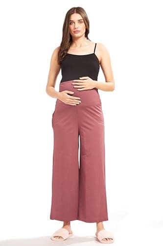 AV2 Women's Cotton Lycra Stretchable Relaxed Fit Maternity Pants | Maternity Yoga Pants | Maternity Trousers Pink Large 5556 5