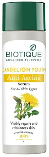 Biotique Dandelion Youth Anti-Ageing Serum| Ayurvedic and Organically Pure| Anti-Ageing Serum for Men & Women| Reduces Fine Lines & Wrinkles |100% Botanical Extracts| All Skin Types | 190ml