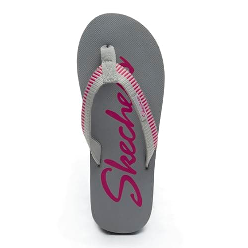 Skechers Womens COURTWALD INDIA Grey Hot Pink Casual Flip Flops, 6 UK 2