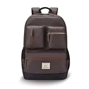 Gear Vintage Boxy 18"/26L Medium Faux Leather Water Resistant Laptop Backpack/Casual Bag/Daypack/Travel Backpack/College Backpack For Men/Women (Brown - black)