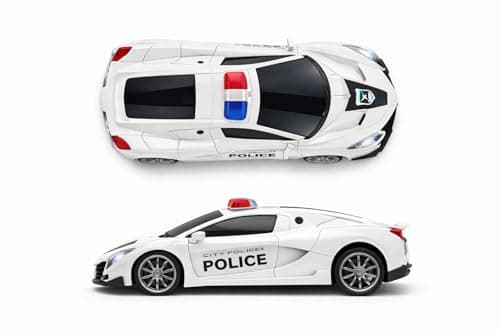 VU Toys Remote Control Police Car for Kids (4+ Years) Includes USB Pin Charging Cable – (White) High-Speed Rechargeable RC Car with LED Lights & Music | 2.4GHz Remote, Anti Skid Rubber Tires 4
