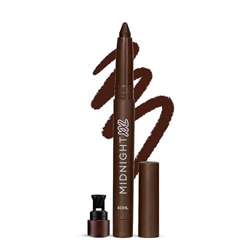 RENEE Midnight XXL Kajal | Brown Kohl Pencil with Built-in Sharpener | Waterproof, Smudge-proof, 24Hr Long-Lasting | Ultra-Rich Pigment, Smooth Glide | 1.5g