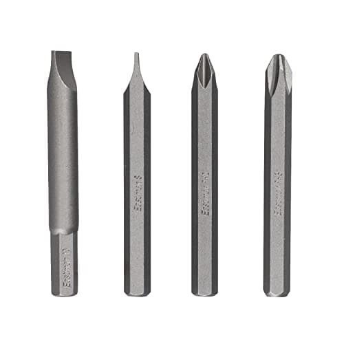 Eastman Impact Driver Bit Set Of 4Pcs, 80Mm, Chrome Vanadium 5/16" Hex Bit In Sand Finish Long Type - EID-5002, Carbon Steel