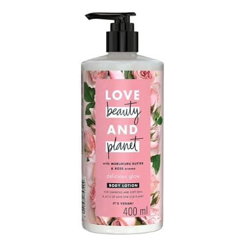 Love Beauty & Planet Natural Murumuru Butter & Rose Glow Body Lotion | 24 hour Moisturization | Non-Sticky | Fast Absorbing | For Normal to Dry Skin | Paraben Free | Vegan | Cruelty-Free | 400 ml