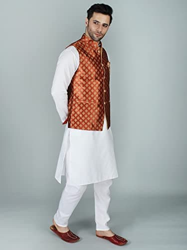 Exotic India gold flame Damask modi Jacket waist coat with rich motif 5
