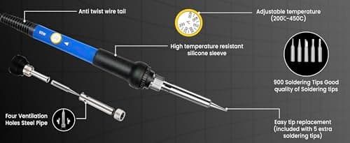 60 Watts Soldering Iron Kit Temperature Adjustable (Pack of 6) Temperature Variable 2