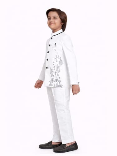 Earth Conscious Boys Embroidered Jodhpuri Suit Set | Full Sleeve Blazer with Pants | Premium Indo-Western for Kids | Perfect for Weddings | Ethnic Wear Dress for Baby Boys 10-11 Years 5