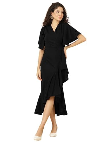 Selvia Western Lycra Plain One Piece High Low (847DTK12721N-XL_Black)