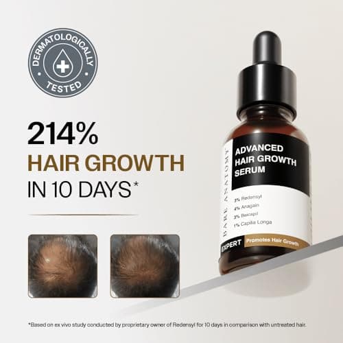 Bare Anatomy Advanced Hair Growth Serum | 3% Redensyl, 4% Anagain, 3% Baicapil, 1% Capilia Longa, Rosemary, Biotin & Rice Extract | Hairfall control & Hair Density | Women & Men | 30ml 3