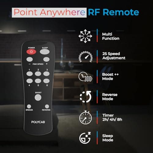 Polycab Silencio Mini 1200mm 5-Star BLDC, Remote Ceiling fan for home | 55% Energy Saving, 100% Copper, High Speed, 25 Speed Setting, Reversable & Timer | 4-yr Warranty【Cool Grey】 3