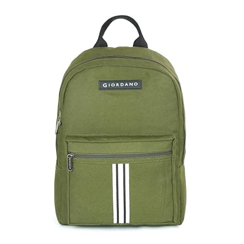Giordano Unisex Stylish Canvas 20L, 14 inch Laptop Backpack for Men & Women | Durable & Lightweight | Padded Adjustable Shoulder Strap | Perfect for College, Work & Travel | GREEN