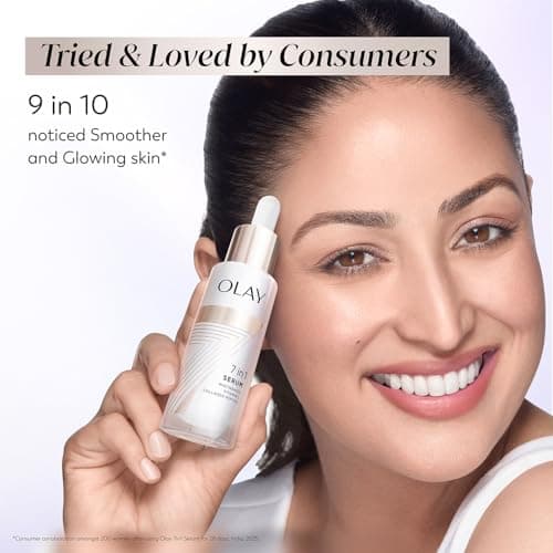 Olay 7in1 Ultra-light Face Serum | Niacinamide, Vitamin C, Collagen Peptides | Fights 7 Issues for Smooth & Glowing Skin | Normal to Oily Skin | Dermatologically Tested | Non Comedogenic | 30ml 6