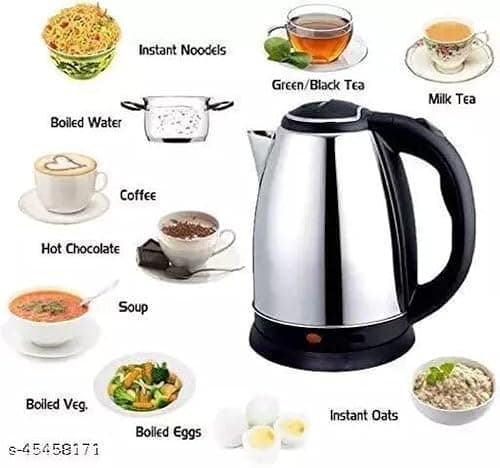 INDI Electric Kettle With Stainless Steel Body, Used For Boiling Water, Making Tea And Coffee, Instant Noodles, Soup Etc. 1800 Watts (Silver, 2 liter) 4