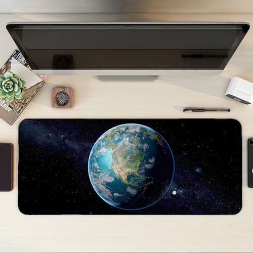 Earth XL Extended Gaming Mouse Pad | XXL Large Desk Mat 60x30cm for Laptop & PC | Non-Slip Rubber Base, Waterproof, Durable & Smooth Surface | Office, Gaming & Study 4
